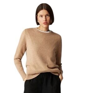 Neiman Marcus 100% Cashmere Women’s Classic Tan Beige Knit Sweater Size Small